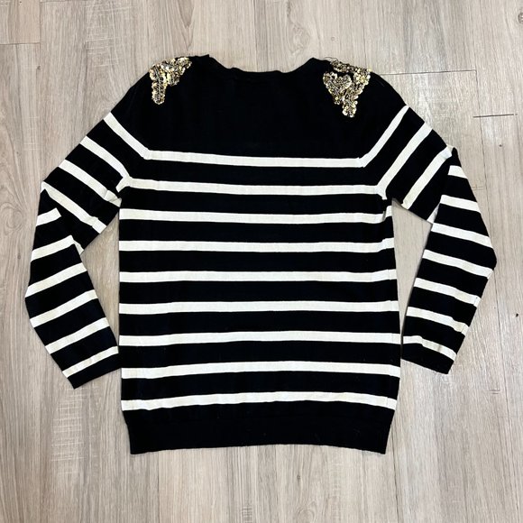 Ann Taylor LOFT Sequin Lightweight Striped Sweater - Picture 2 of 4